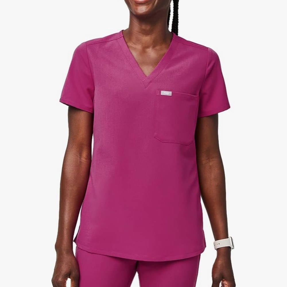 Figs Scrub Top Bright Fuchsia